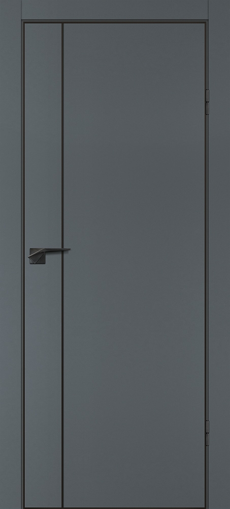 Межкомнатная дверь P-21  черный молдинг PET,  кромка ABS черная c 4-х ст. Графит матовый